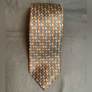 Nordstrom Smart Care Geometric Orange Brown Blue Spring Silk Tie